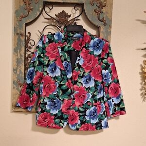 Elementz Pink & Blue Floral Suit Jacket. Excellent Condition NWOT Size SMALL